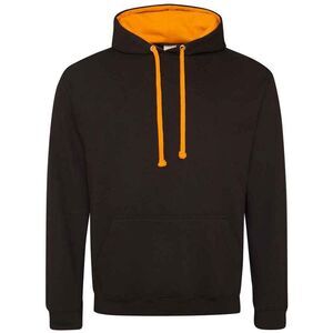 Awdis Womens/Ladies Varsity Hoodie / Jet Black/Orange Crush